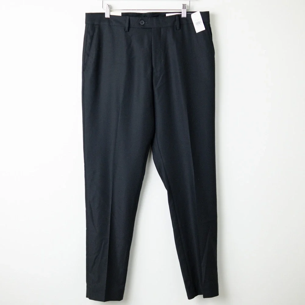 Banana Republic Slim Fit Redo Flexo Dress Pants Mens 34R Black Wool Blend NEW